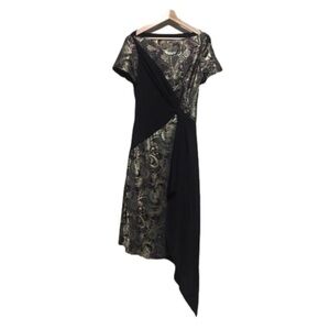 Custom asymmetrical metallic paisley special occasion formal cocktail dress 10